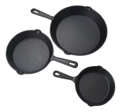 Juego de Sartenes de Hierro Fundido Pre-sazonadas: Cocina Saludable y Sabrosa Todos los Días