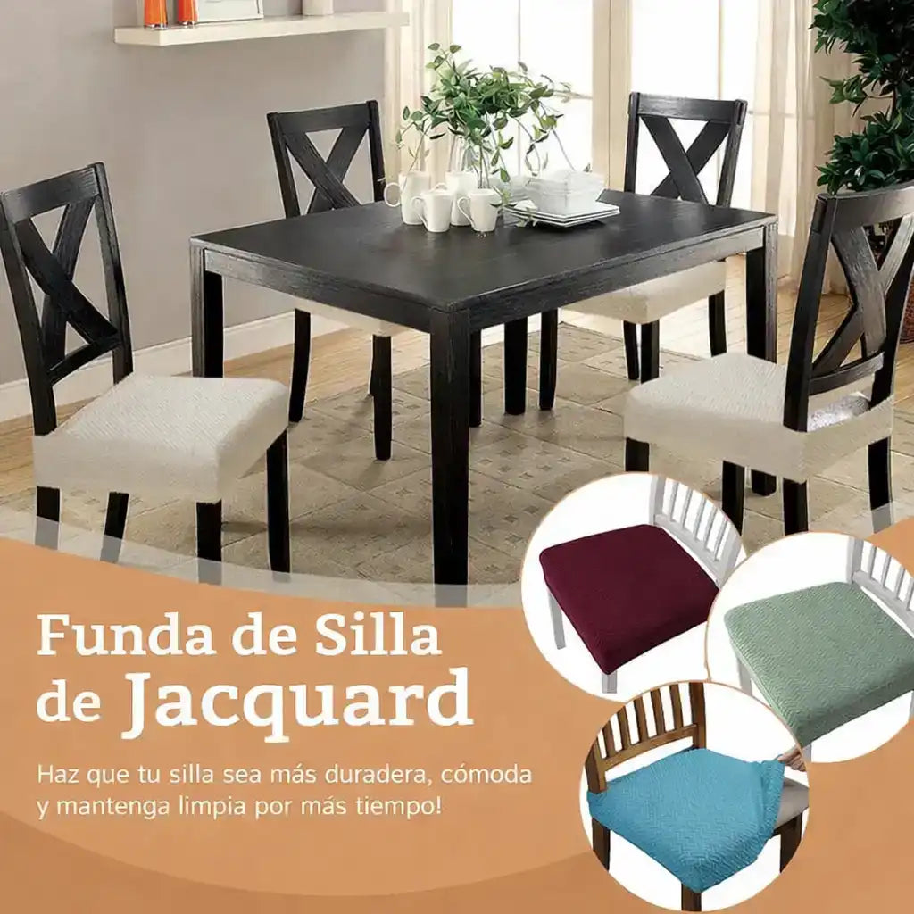 Set de 4 Fundas Protectoras para Silla en Jacquard Premium